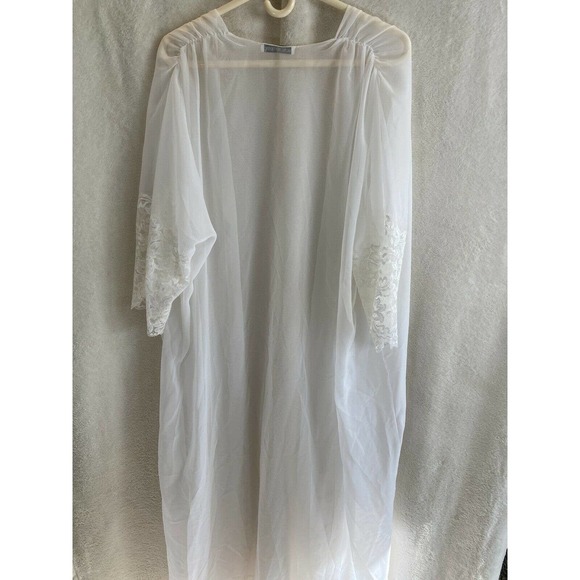 VTG 1980's Ralph Montenero Sheer Lace Peekaboo robe caftan size Small white - Picture 5 of 6
